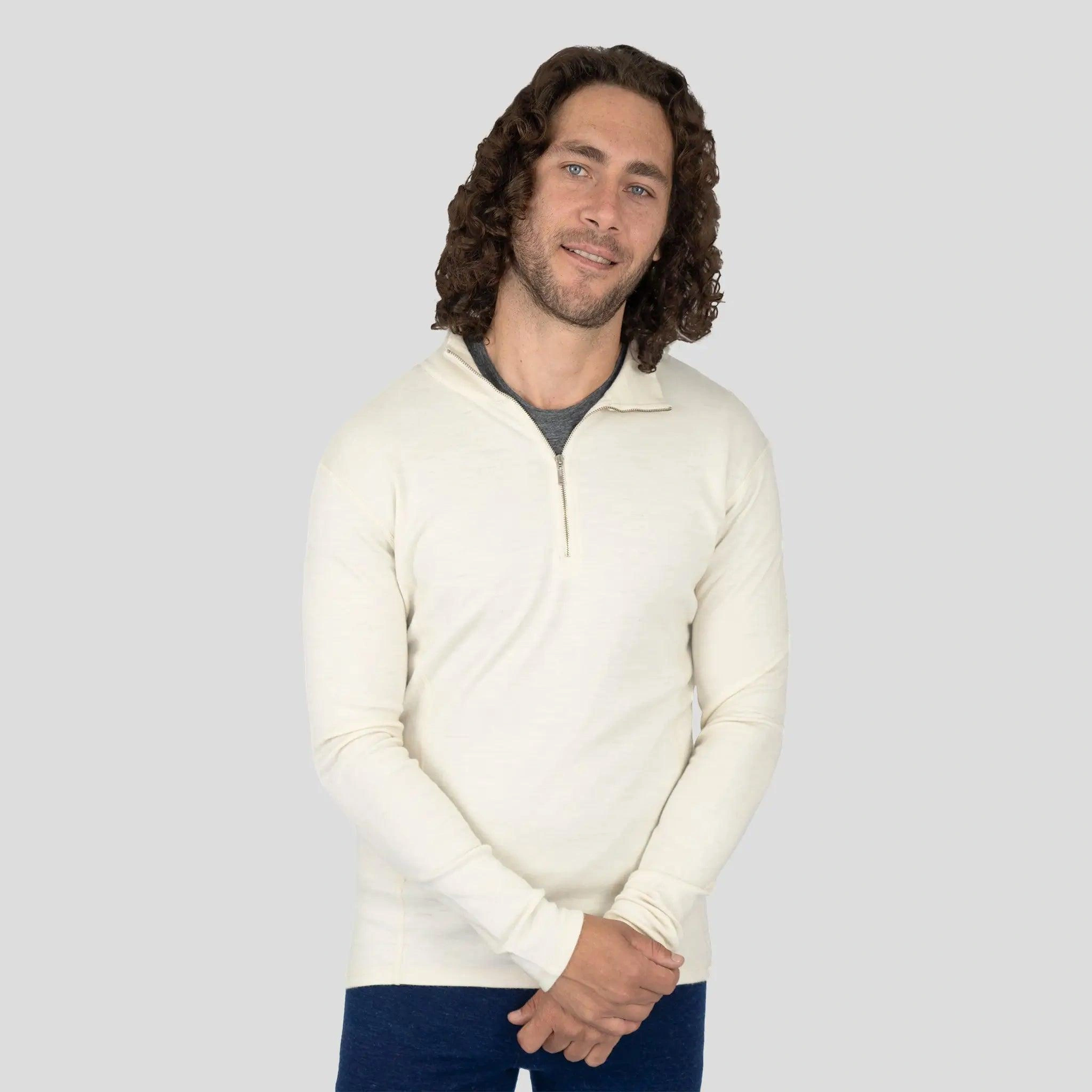 Alpaca Zen: Men's Ultra-Light Half-Zip Base Layer for Peak Performance.